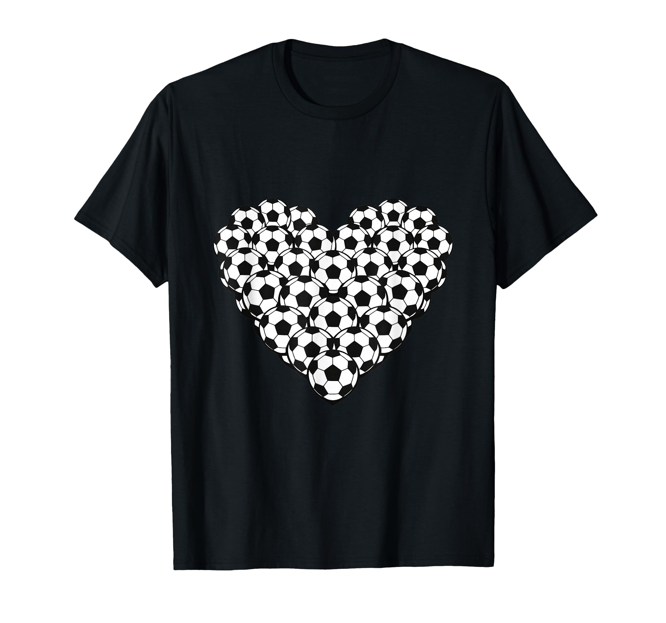 Heart Shaped Soccer Ball Pattern T-Shirt - Casual Everyday Wear for Adults