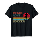 Peace Love Soccer Striped Sunset T-Shirt - Casual Everyday Wear for Adults