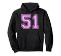 51 Number Fifty One Sports Varsity College Hoodie - Novelty Apparel Unisex