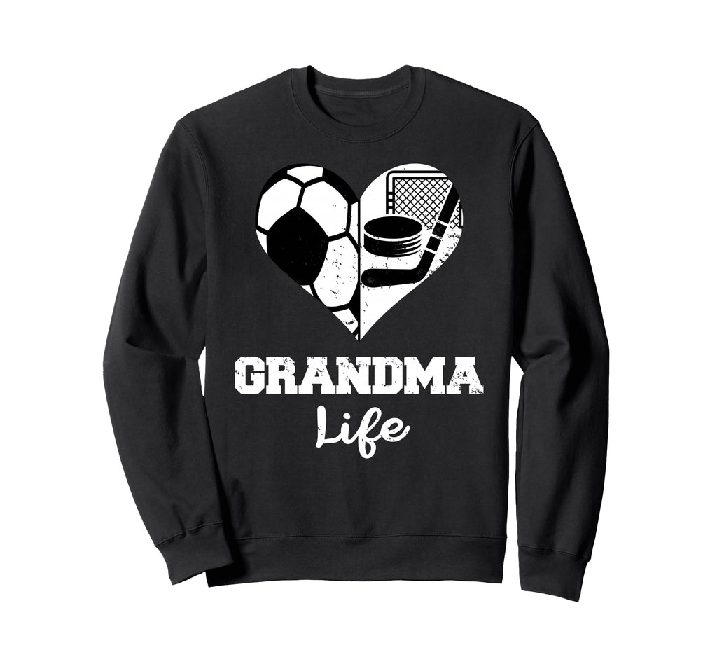 Grandma Life Heart Funny Soccer Hockey Sweatshirt - Graphic Print Unisex