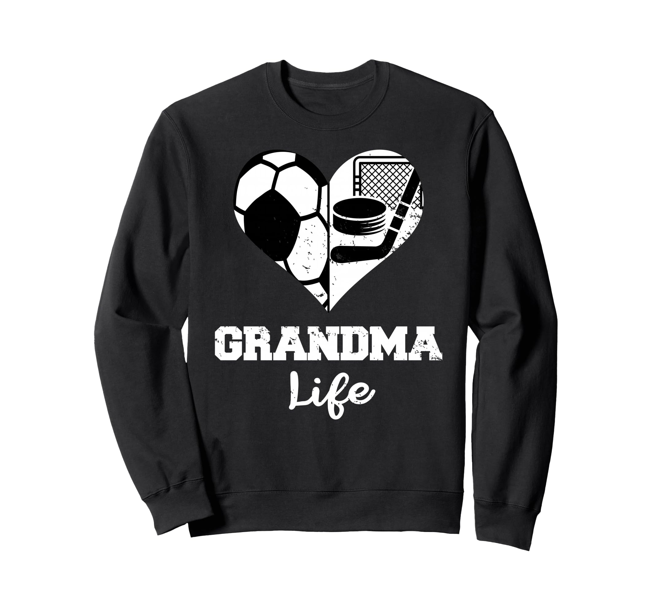 Grandma Life Heart Funny Soccer Hockey Sweatshirt - Graphic Print Unisex