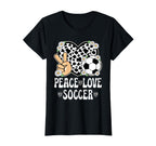 Peace Love Soccer Lover Cow Soccer T-Shirt - Minimalist Print for Adults