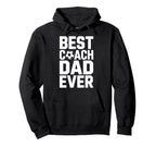 Field Leader Best Coach Dad Ever Hoodie - Minimalist Print for Adults