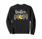 Baller Mom Proud Softball Soccer Player Sweatshirt - Graphic Print Unisex