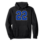 Royal Blue White Number 22 Jersey Player Hoodie - Graphic Print Men Women