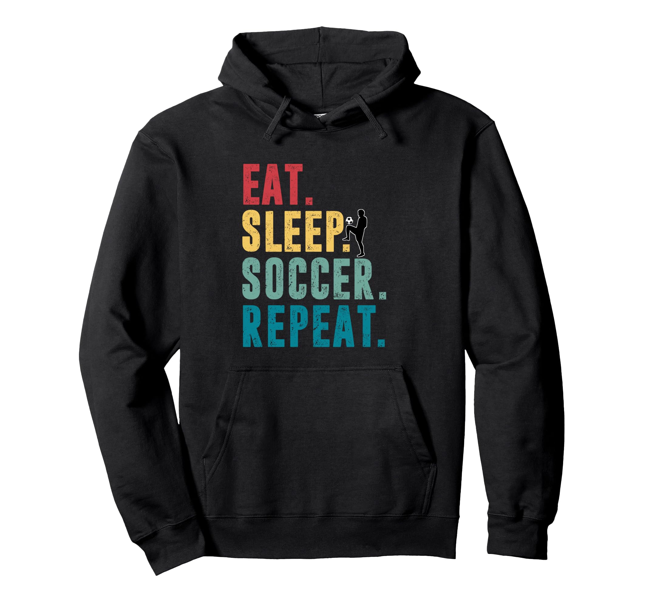 Eat Sleep Soccer Repeat Football Player Hoodie - Novelty Apparel for Adults