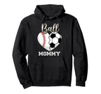 Ball Mommy Baseball Soccer Heart Mothers Day Hoodie - Graphic Print Unisex