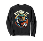 Kickin It T Rex Dinosaur Soccer Sweatshirt - Fun Novelty Design Unisex
