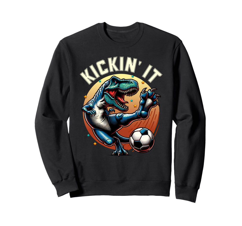 T Rex Dinosaur Soccer Player Ball Sweatshirt - Graphic Print Men Women