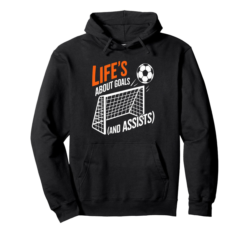 Lifes About Goals Soccer Enthusiast Hoodie - Minimalist Print for Adults