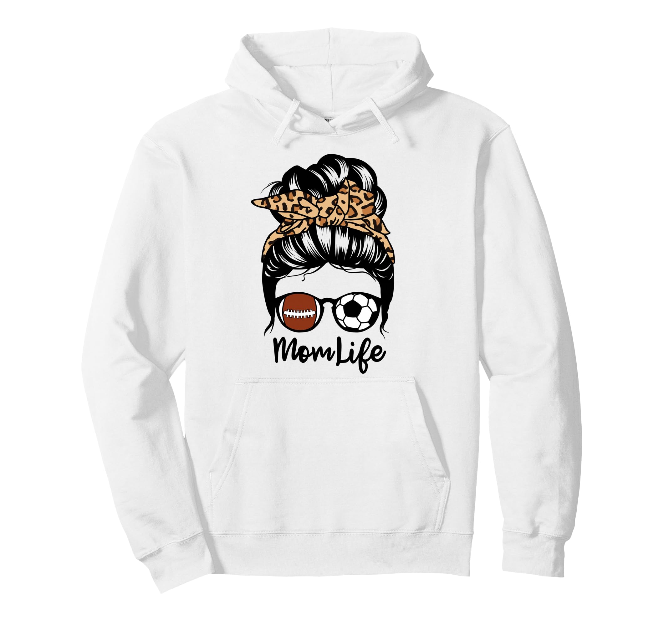 Mom Life Messy Bun Hair Funny Soccer Hoodie - Fun Novelty Design Unisex