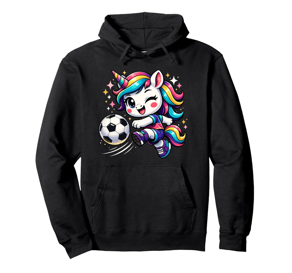 Unicorn Playing Soccer Hoodie - Minimalist Print for Adults