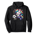 Unicorn Playing Soccer Hoodie - Minimalist Print for Adults