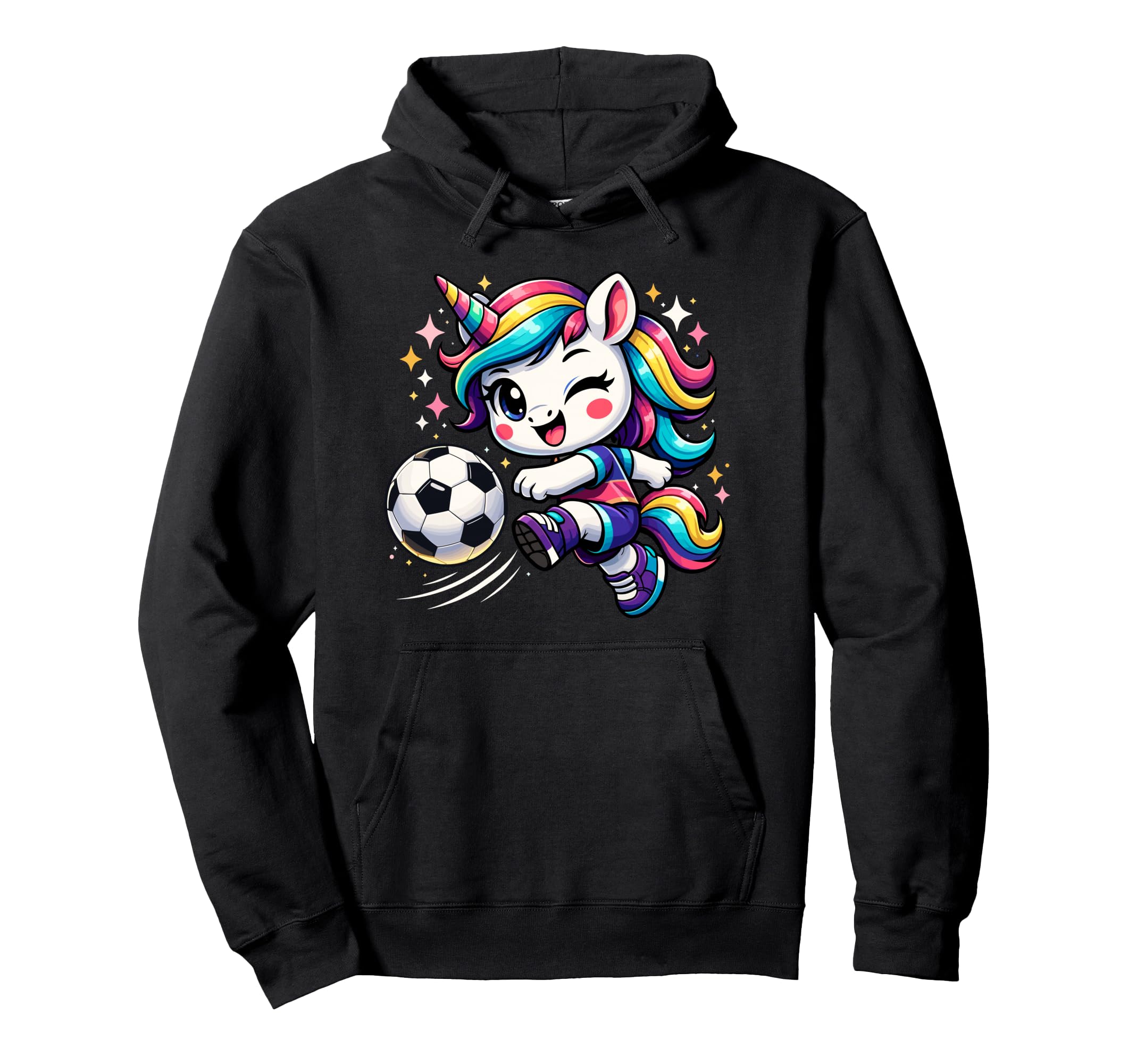 Unicorn Playing Soccer Hoodie - Minimalist Print for Adults