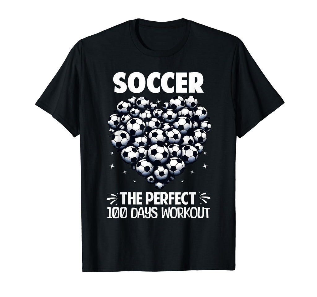 100 Days School Soccer Heart Love 100Th T-Shirt - Novelty Apparel Unisex