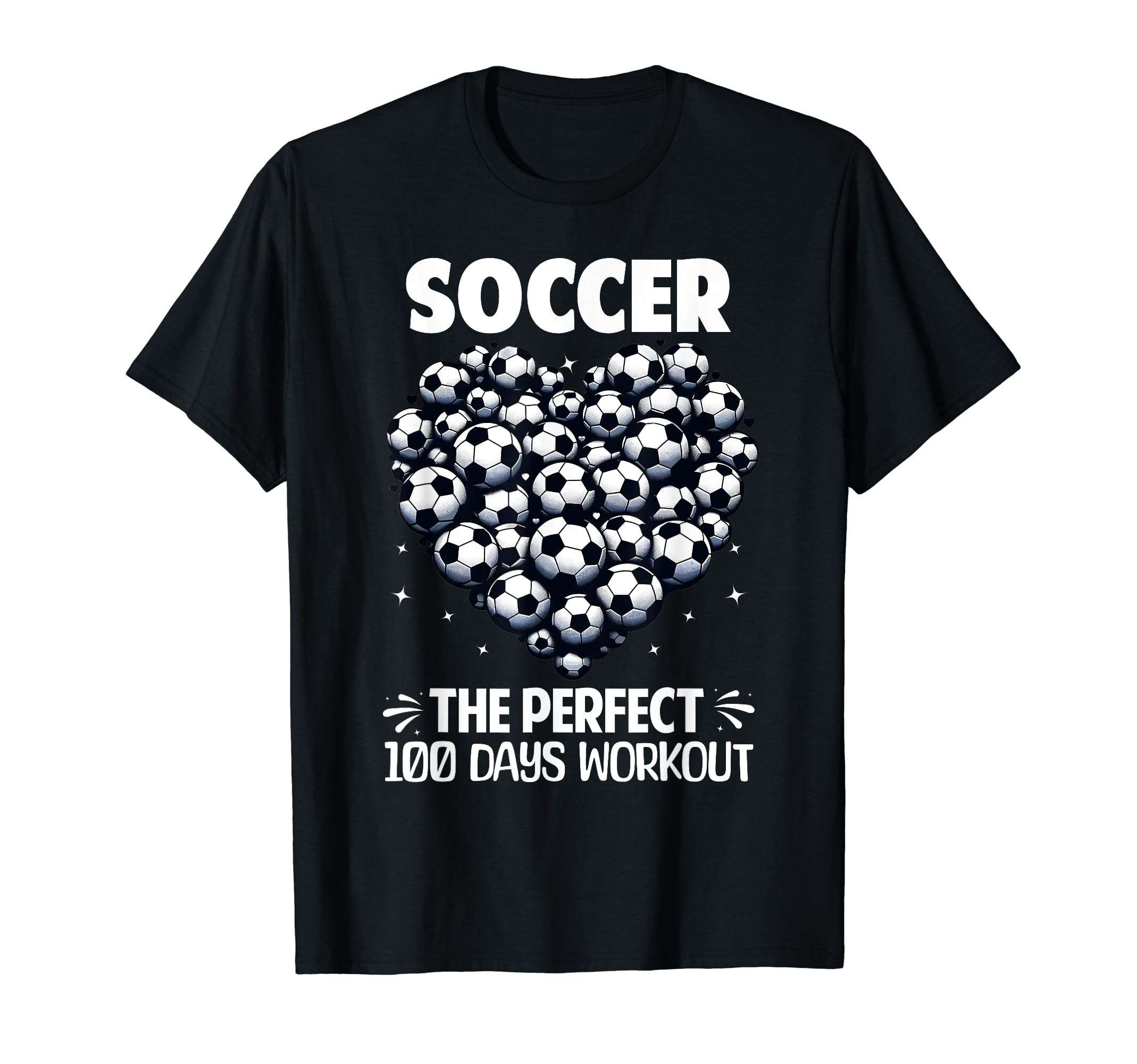 100 Days School Soccer Heart Love 100Th T-Shirt - Novelty Apparel Unisex