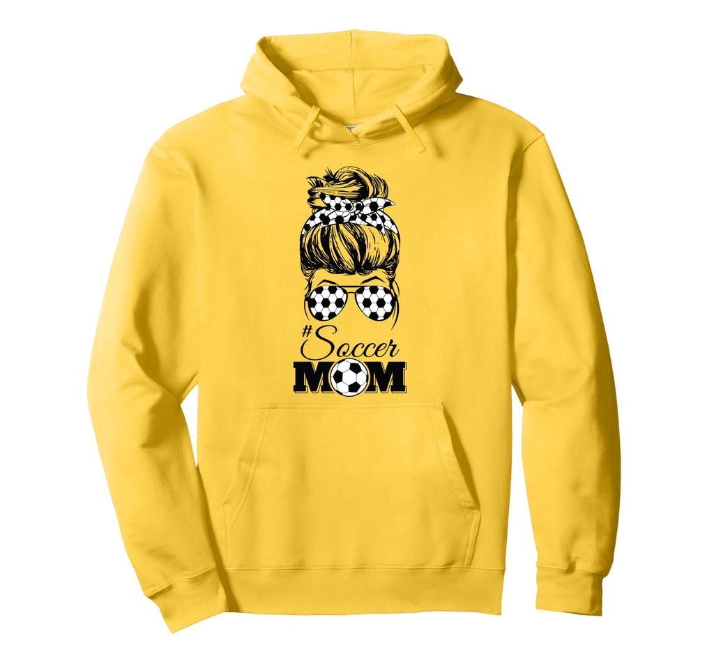 Soccer Mom Messy Bun Glasses Funny Hoodie - Trendy Graphic for Adults