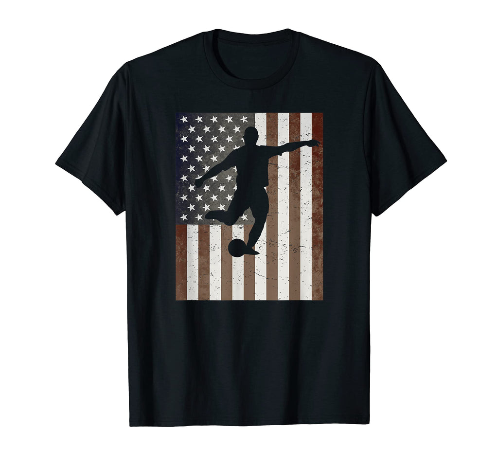 Soccer Player Usa American Flag T-Shirt - Fun Novelty Design Men Women