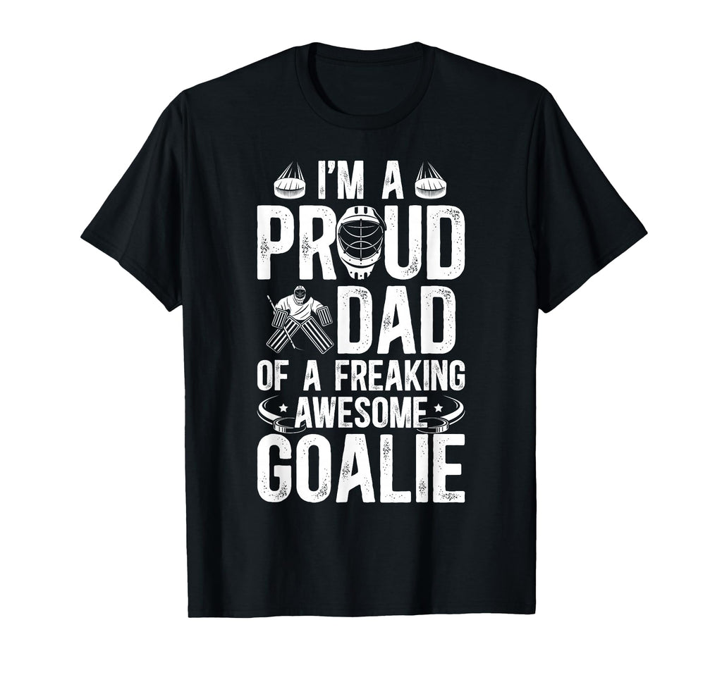 Proud Dad Hockey Goalie Dad Ice Hockey T-Shirt - Graphic Print for Adults