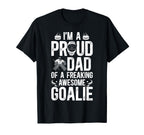 Proud Dad Hockey Goalie Dad Ice Hockey T-Shirt - Graphic Print for Adults