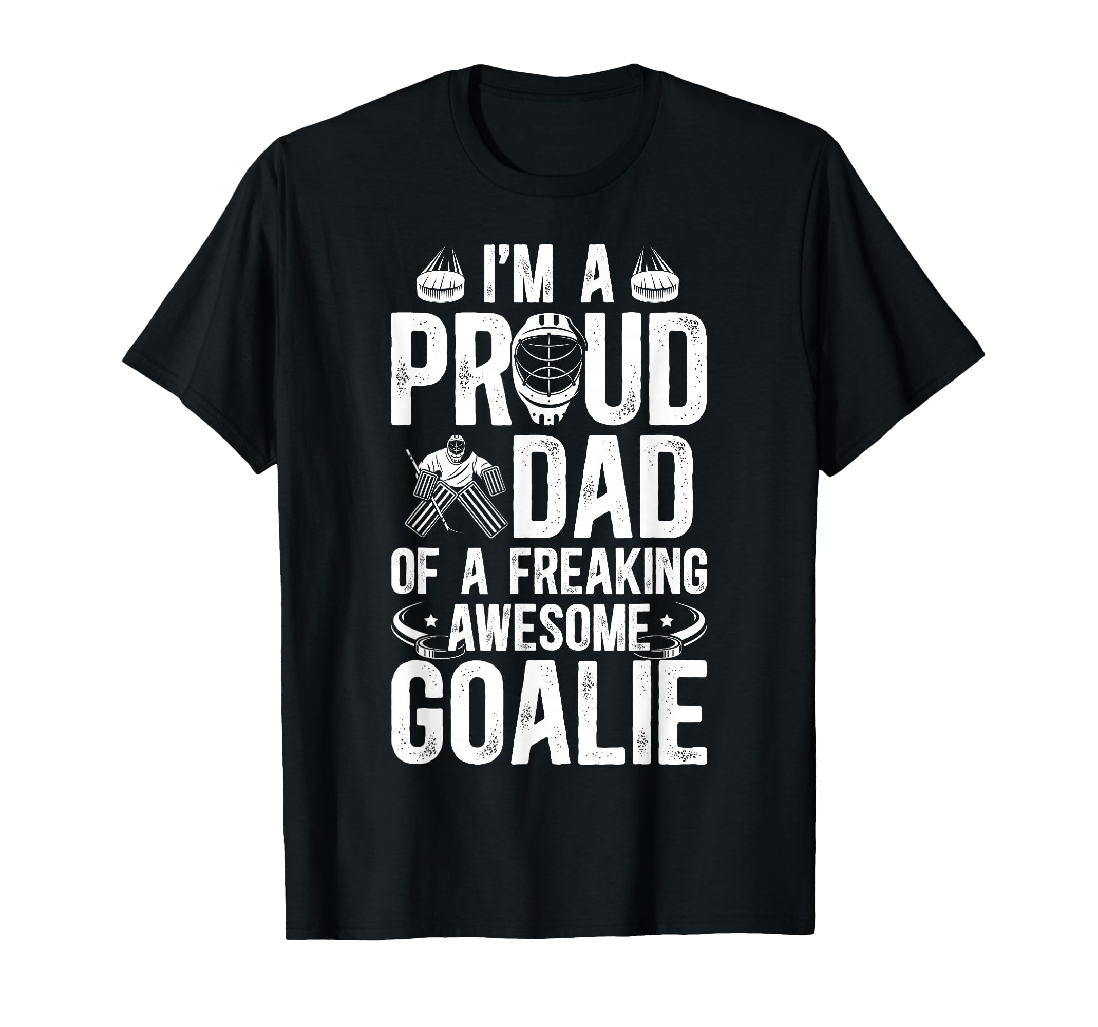 Proud Dad Hockey Goalie Dad Ice Hockey T-Shirt - Graphic Print for Adults
