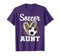 Soccer Aunt Leopard Heart Matching T-Shirt - Casual Everyday Wear Unisex
