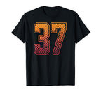 Red Orange Sports Number 37 Jersey T-Shirt - Aesthetic Graphic Men Women