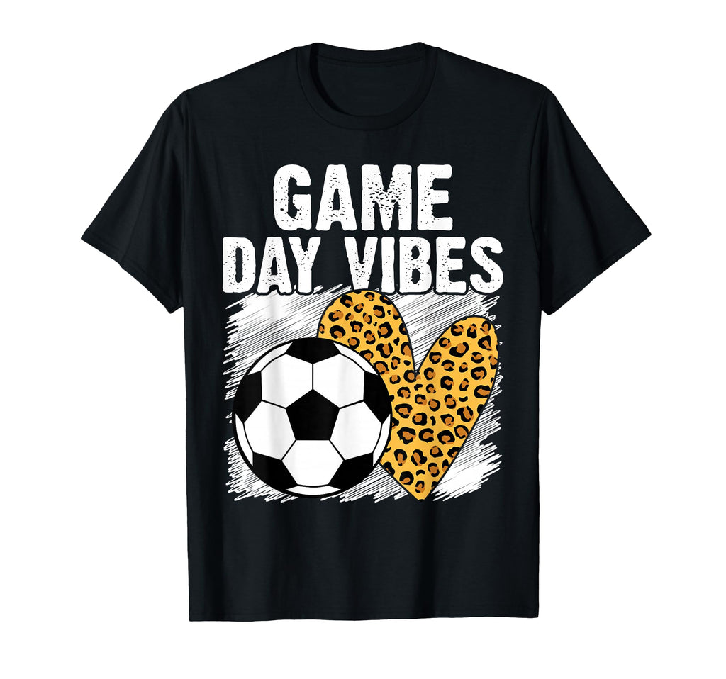 Soccer Game Day Vibes Leopard Soccer T-Shirt - Novelty Apparel for Adults