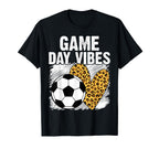 Soccer Game Day Vibes Leopard Soccer T-Shirt - Novelty Apparel for Adults