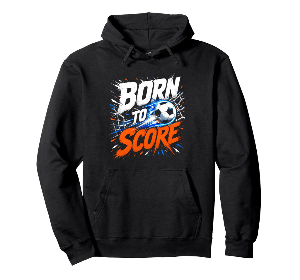Born To Score Soccer Striker Fan Hoodie - Minimalist Print for Adults