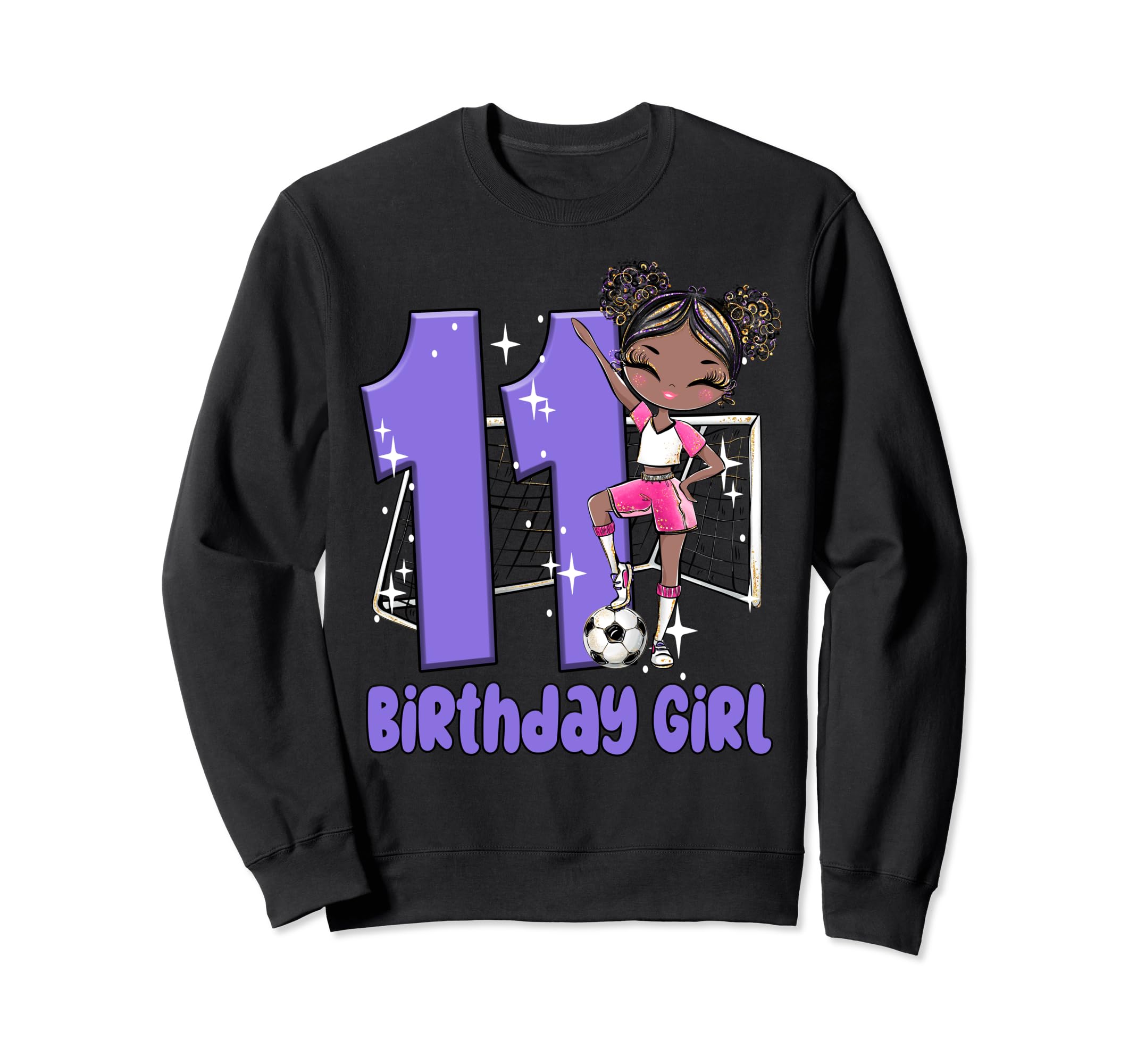 11Th Birthday Black Soccer Ball Sweatshirt - Graphic Print for Adults