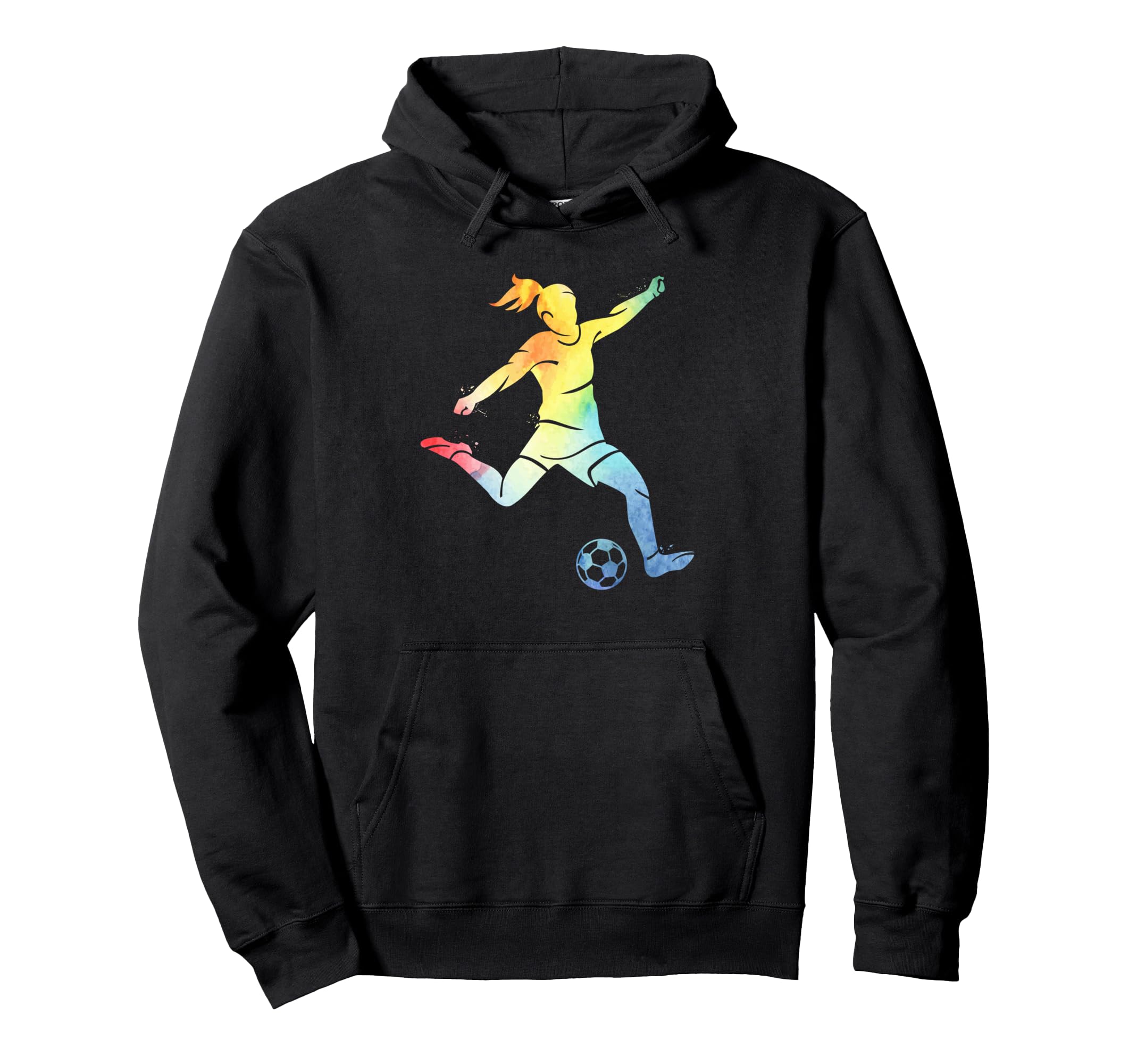 Playing Soccer Kicking Ball Multicolor Hoodie - Custom Art Print Unisex