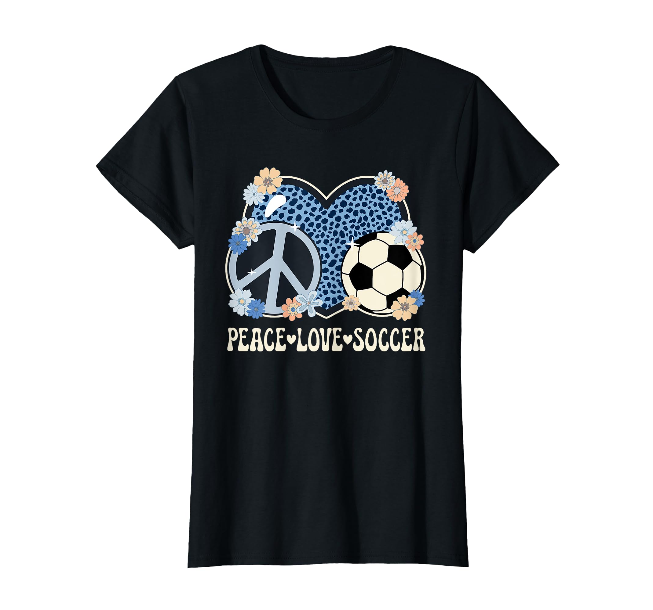 Peace Love Soccer Lover Outfit Cheetah T-Shirt - Minimalist Print Unisex