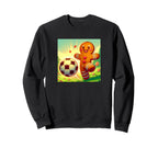 Gingerbread Kicking Soccer Ball Sweatshirt - Trendy Graphic for Adults