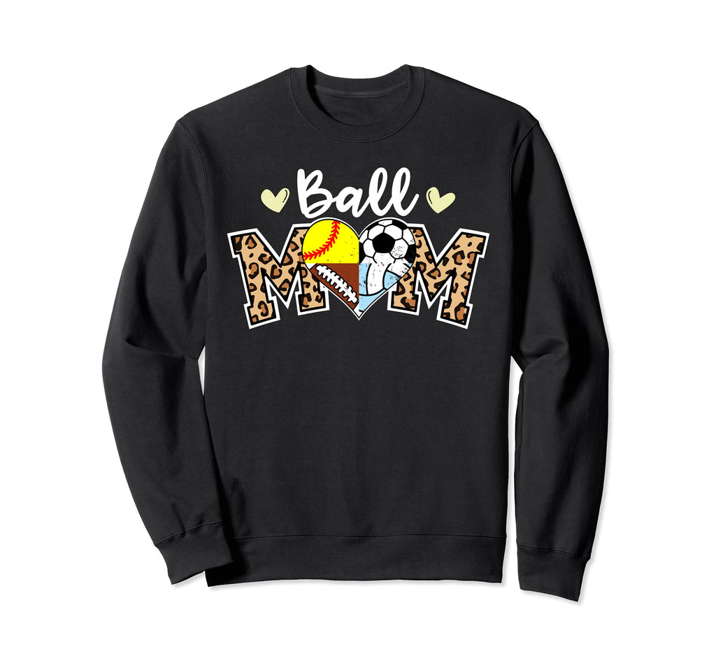 Ball Mom Leopard Soccer Sweatshirt - Fun Novelty Design for Adults