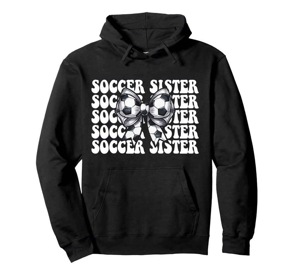 Soccer Sister Soccer Coquette Bow Hoodie - Minimalist Print Men Women