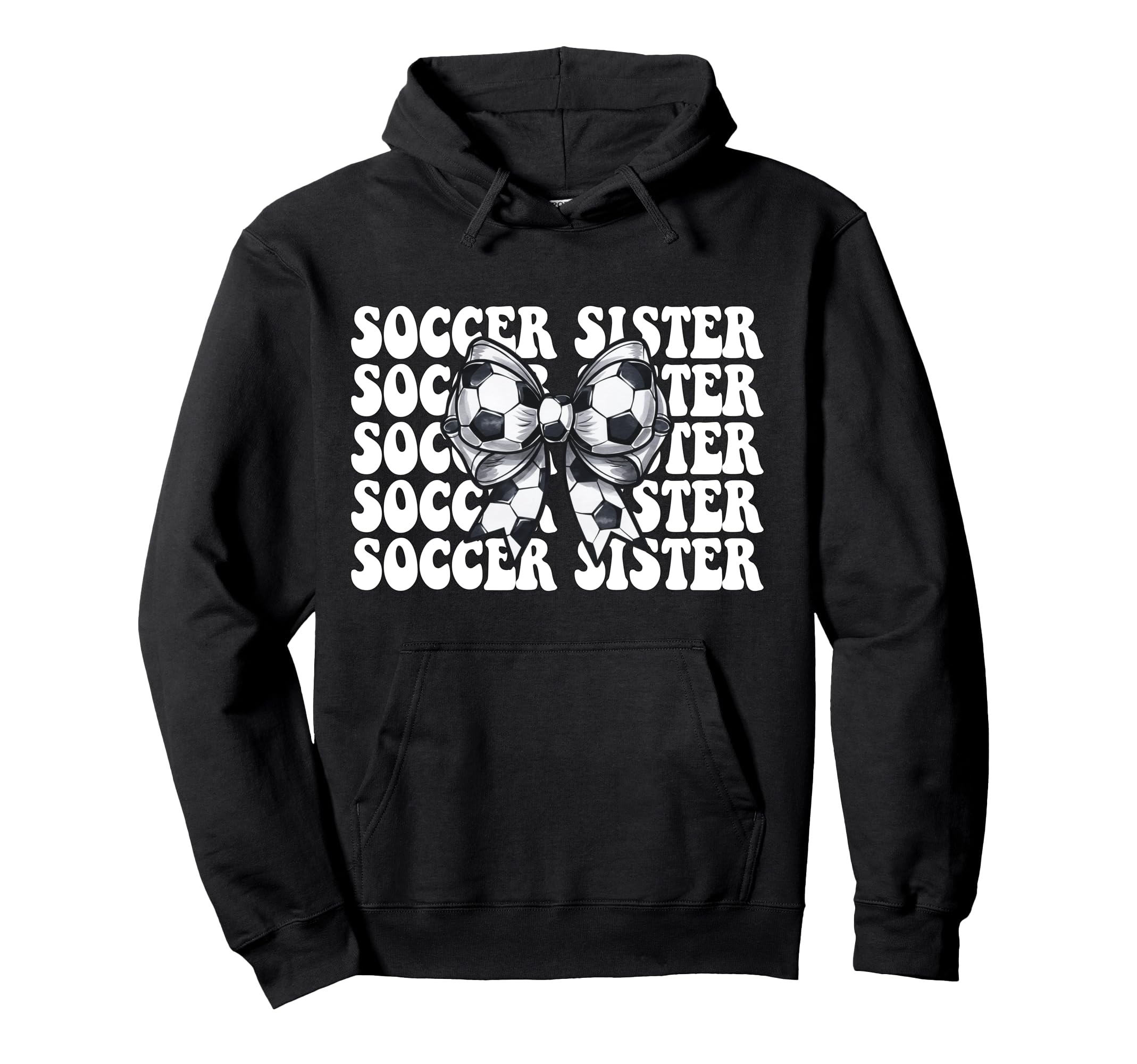 Soccer Sister Soccer Coquette Bow Hoodie - Minimalist Print Men Women