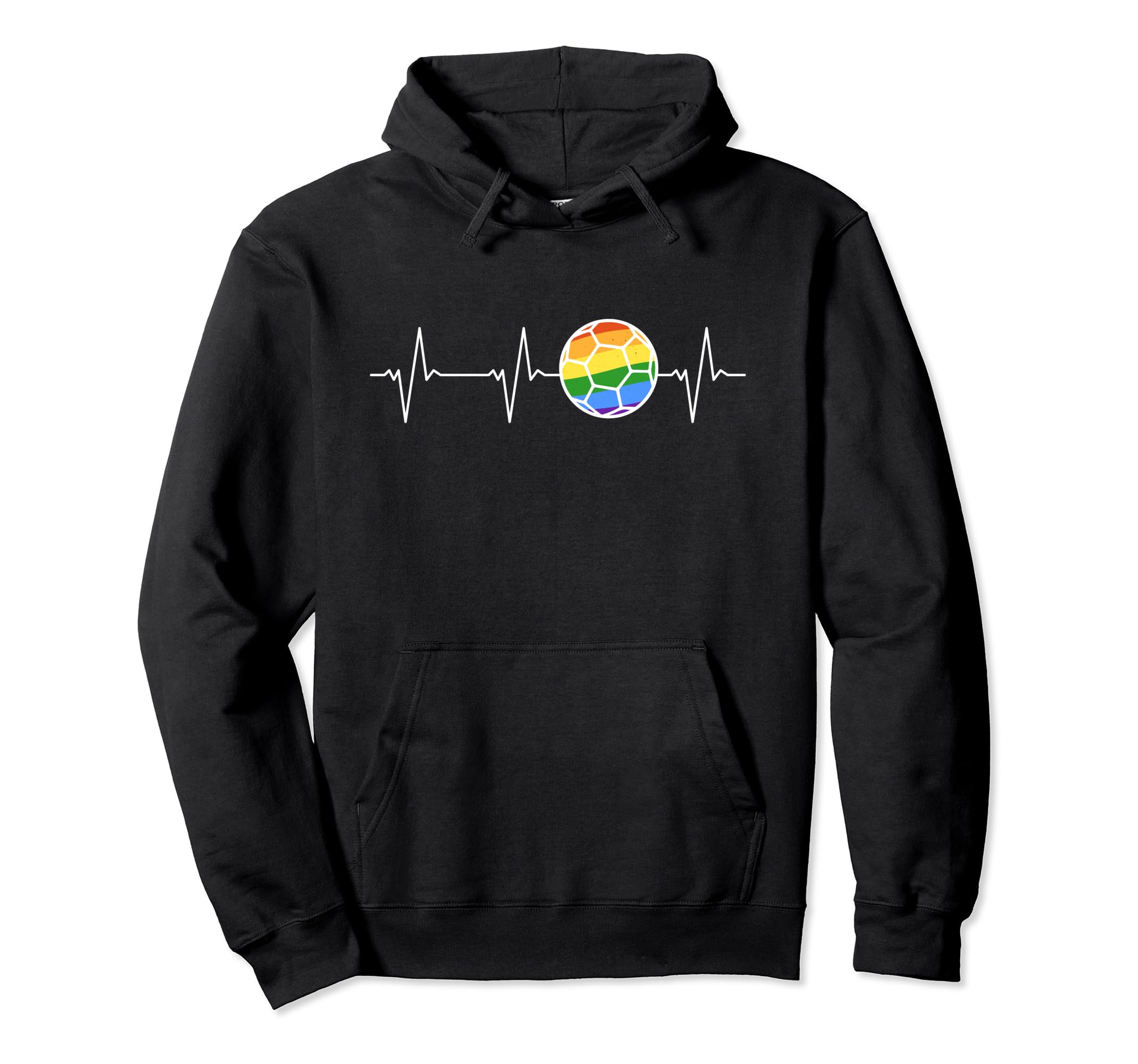 Soccer Rainbow Flag Heartbeat Ball Lgbtq Hoodie - Trendy Graphic Unisex