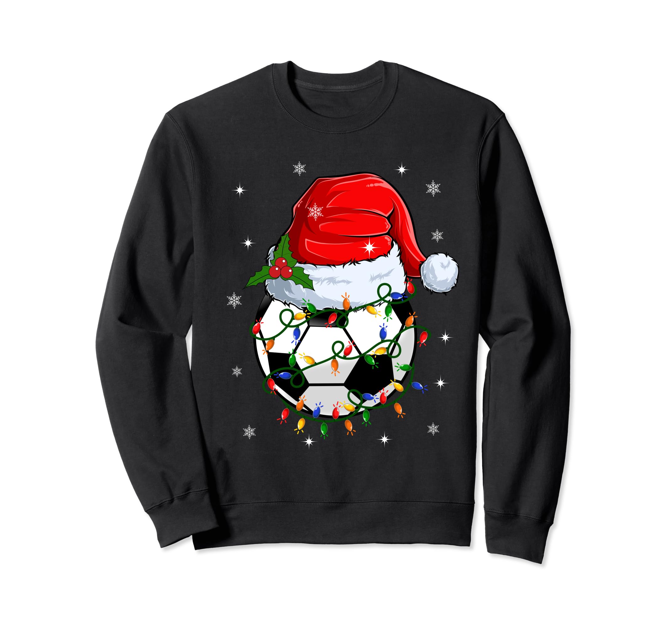 Soccer Ball Santa Hat Funny Sweatshirt - Casual Everyday Wear Men Women