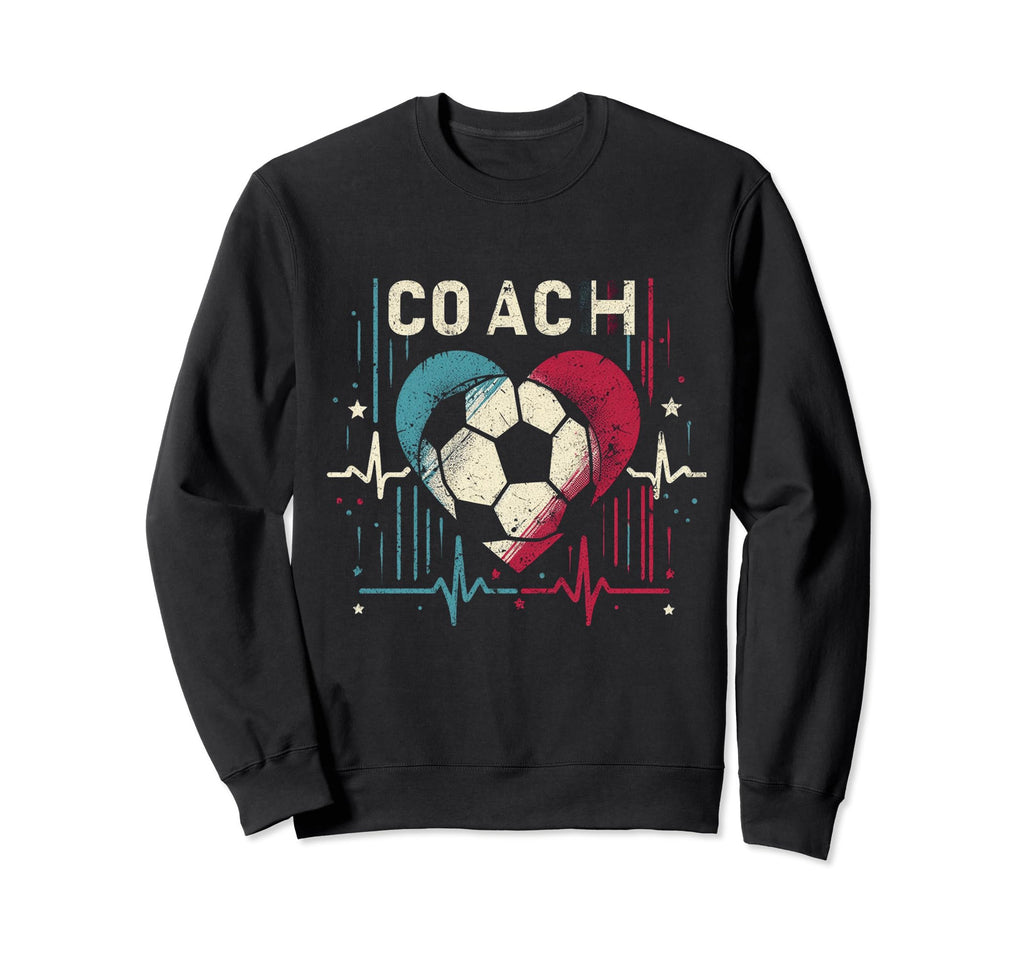 Soccer Coach Training Heart Beat Sweatshirt - Trendy Graphic Unisex