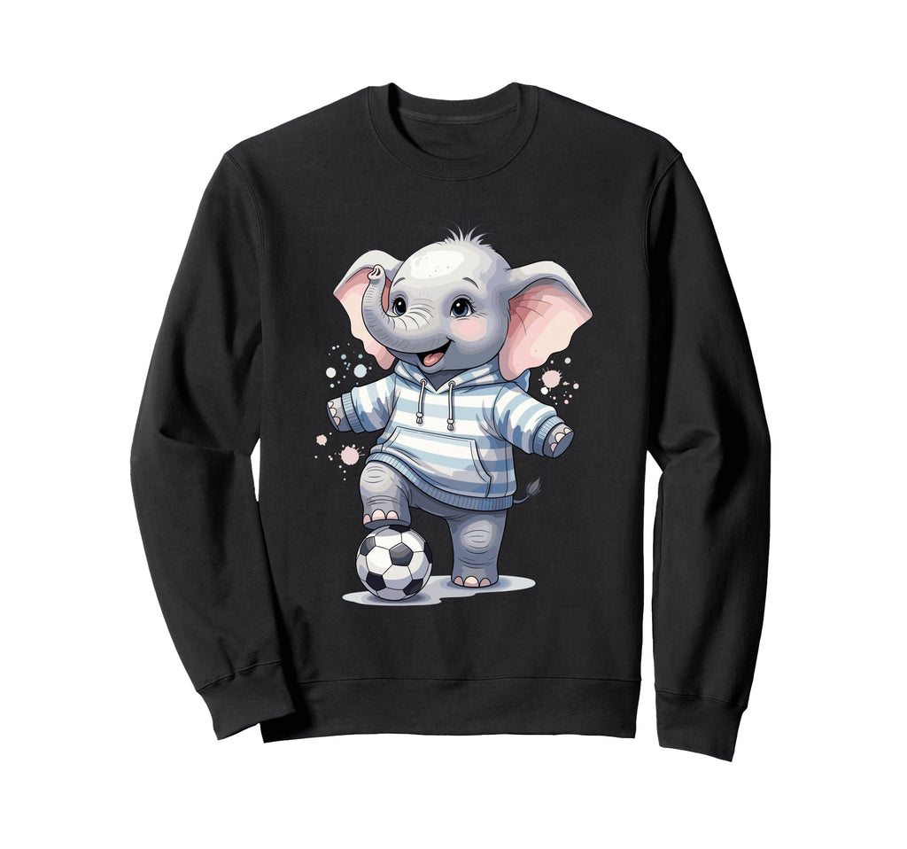 Elephant Soccer Player Striped Art Sweatshirt - Custom Art Print Men Women