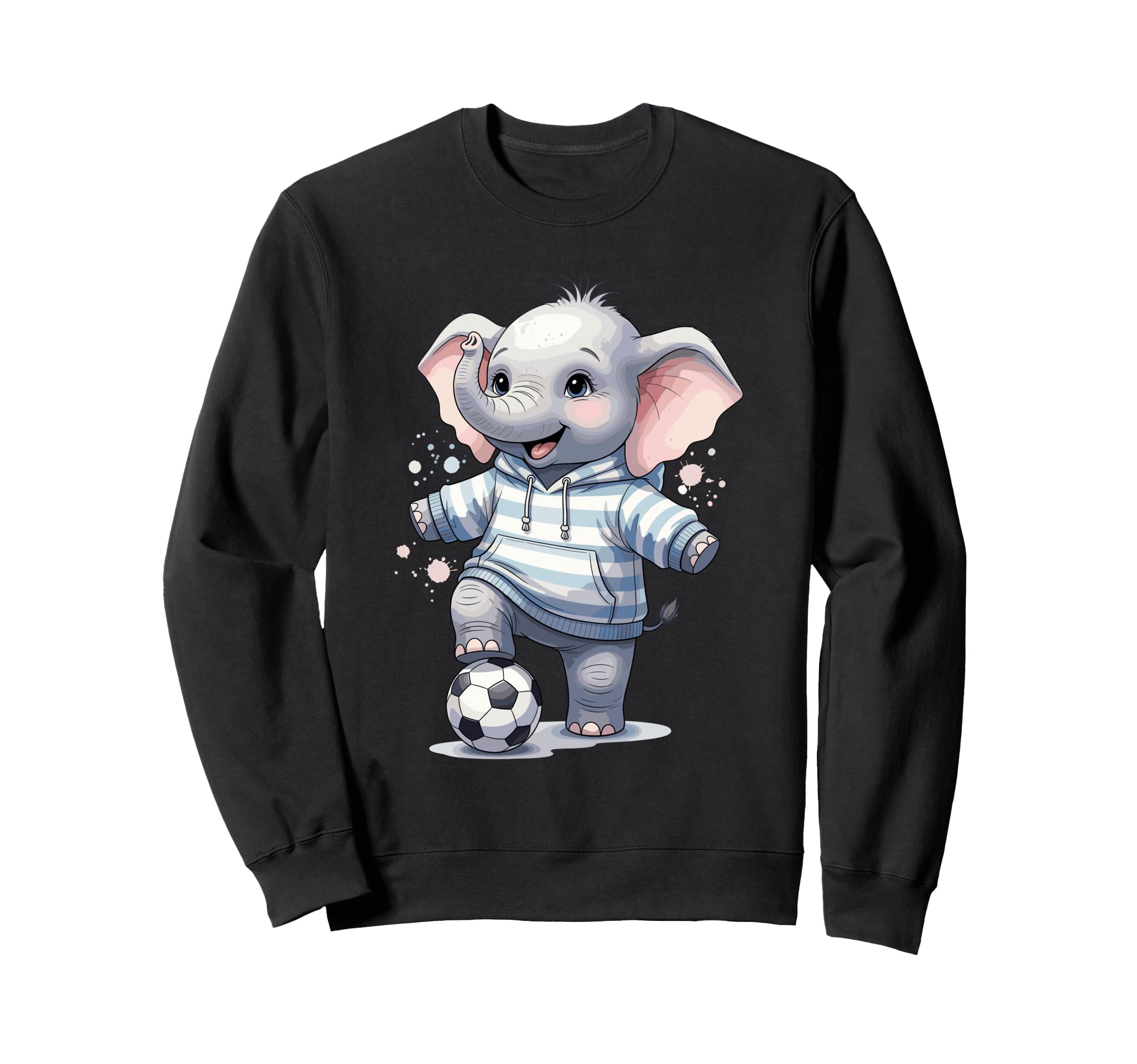 Elephant Soccer Player Striped Art Sweatshirt - Custom Art Print Men Women