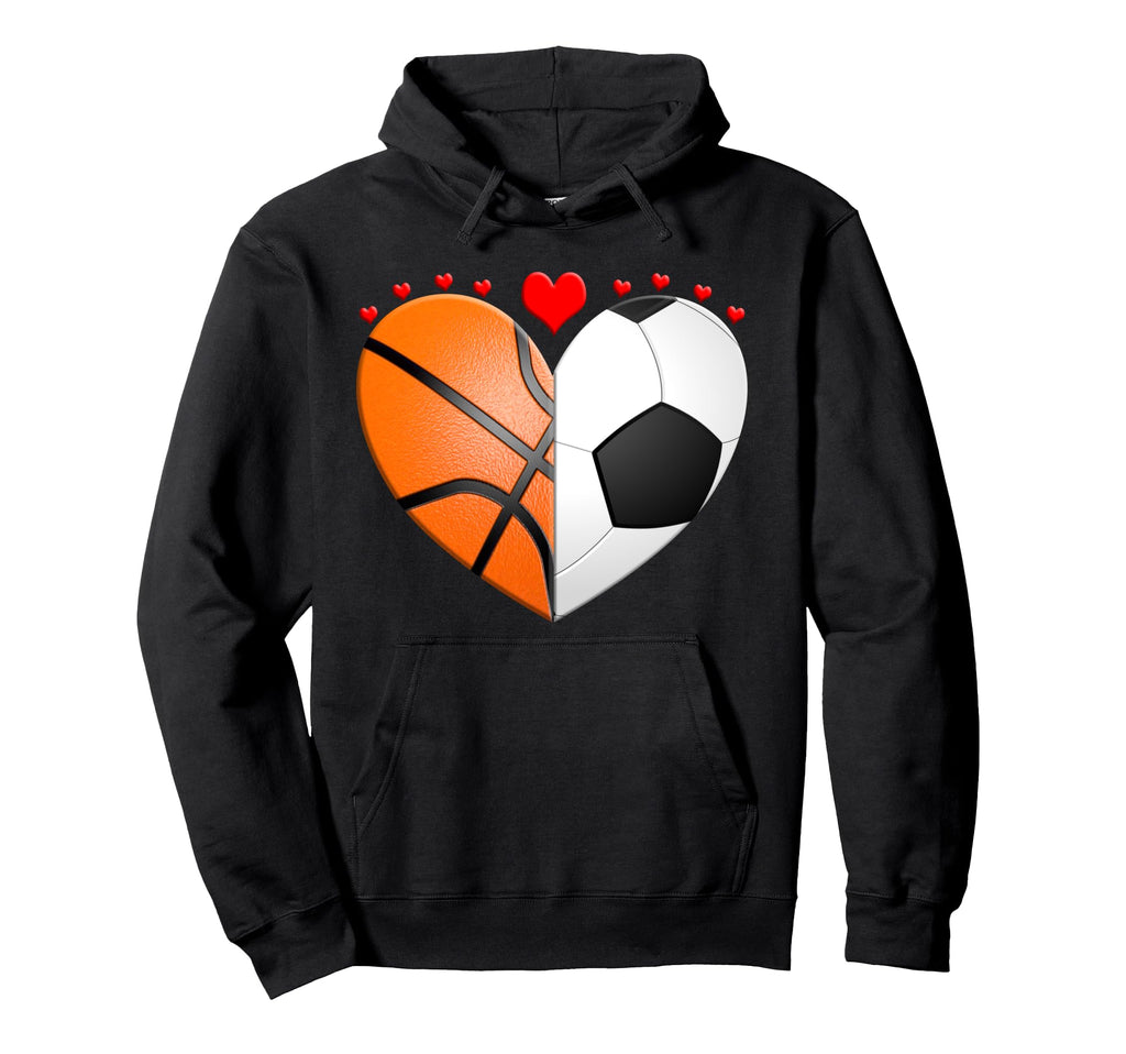 Heart Basketball Soccer Football Hoodie - Trendy Graphic for Adults
