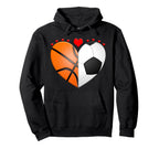 Heart Basketball Soccer Football Hoodie - Trendy Graphic for Adults