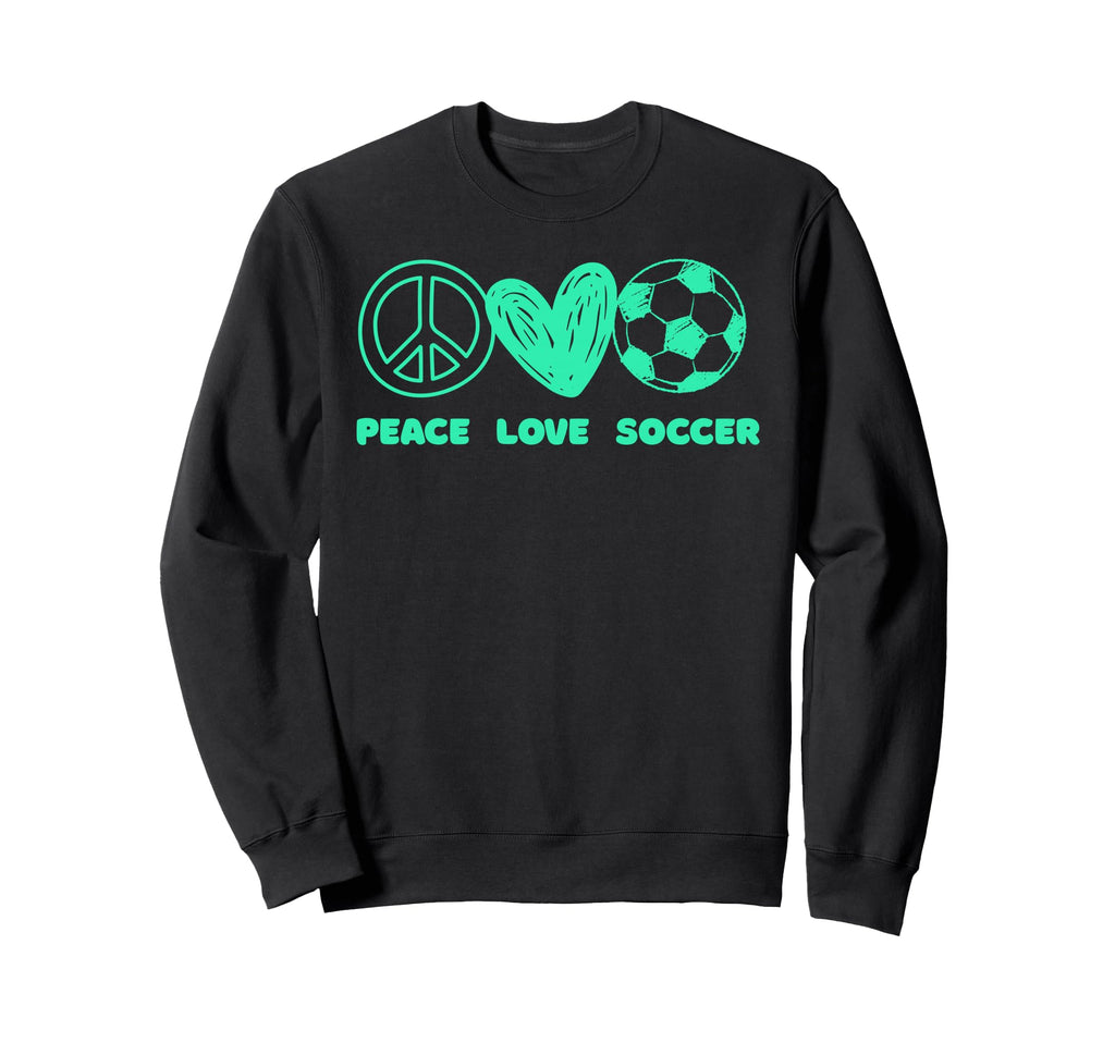 Peace Love Soccer Fan Minty Green Sweatshirt - Aesthetic Graphic Men Women