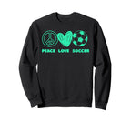 Peace Love Soccer Fan Minty Green Sweatshirt - Aesthetic Graphic Men Women
