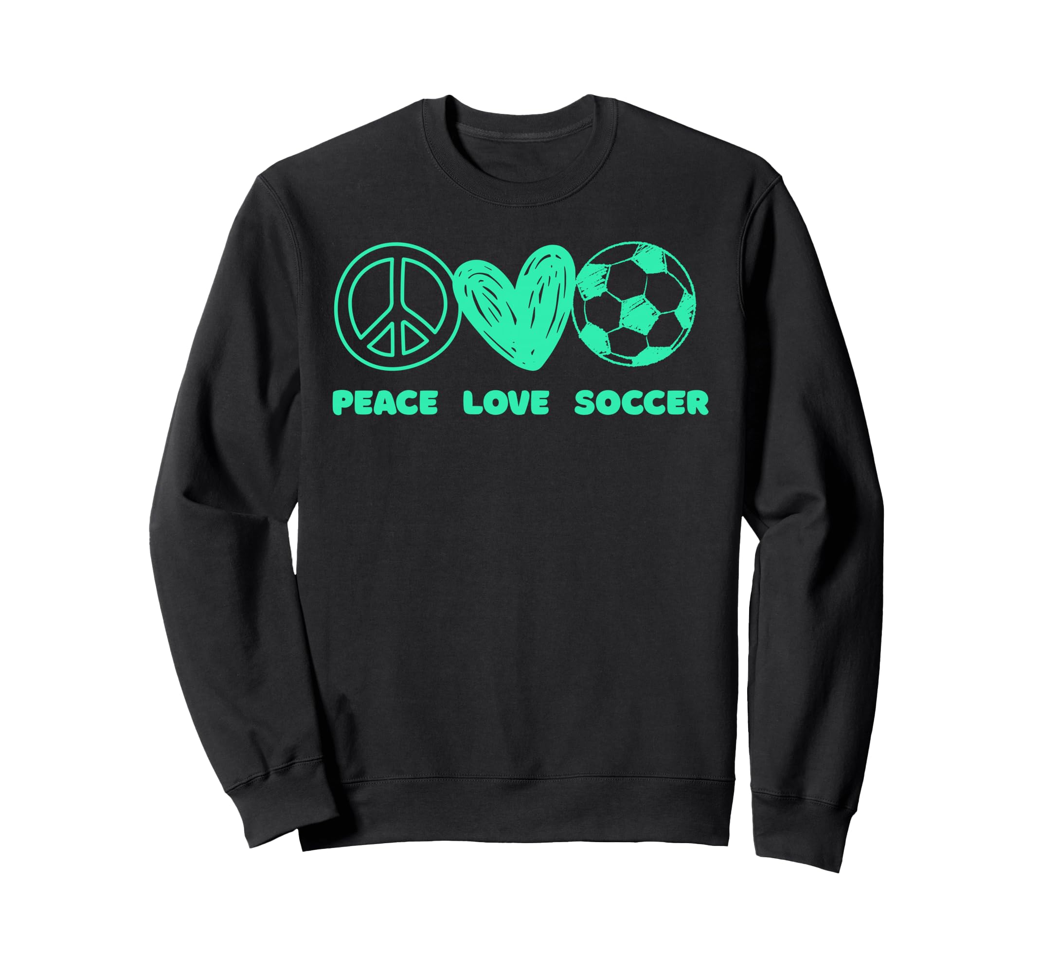 Peace Love Soccer Fan Minty Green Sweatshirt - Aesthetic Graphic Men Women