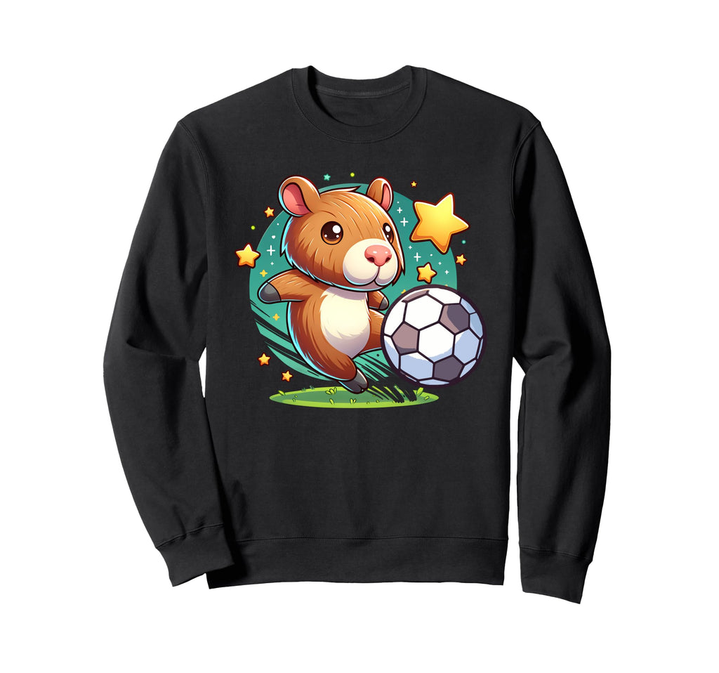 Capybara Kicking Soccer Ball Player Sweatshirt - Aesthetic Graphic Unisex