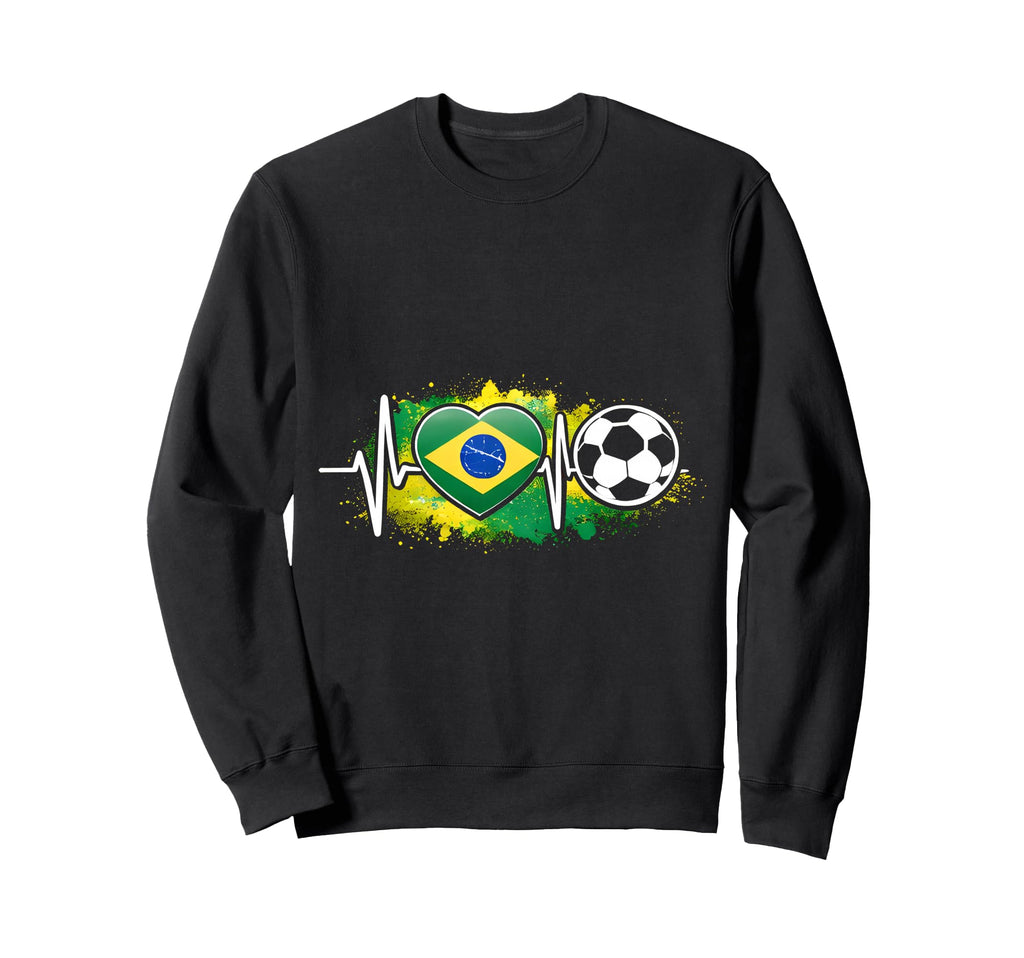 Football Heartbeat Brazil Flag Sweatshirt - Aesthetic Graphic Men Women