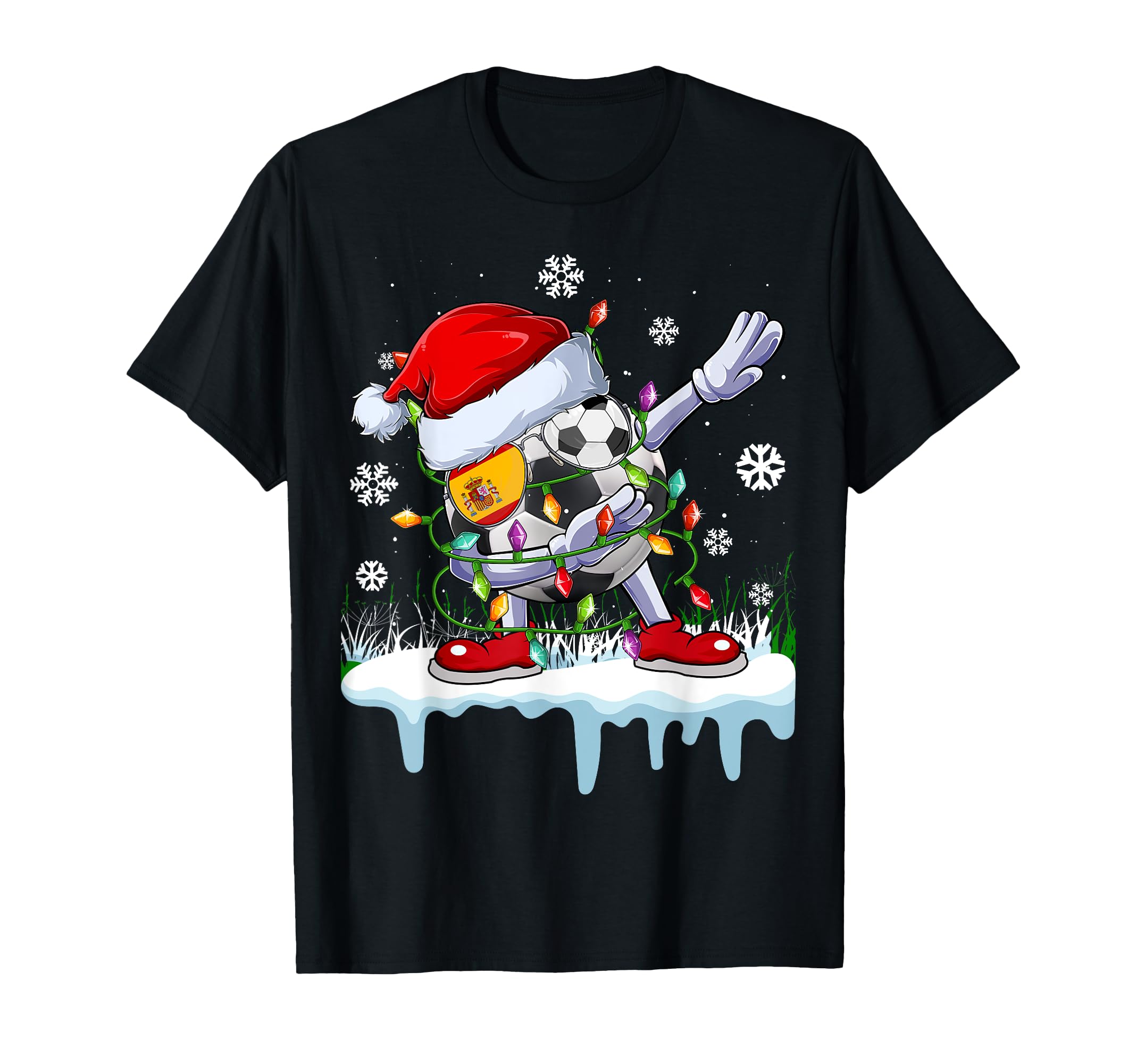 Funny Santa Dabbing Spain Soccer Fans T-Shirt - Trendy Graphic Unisex